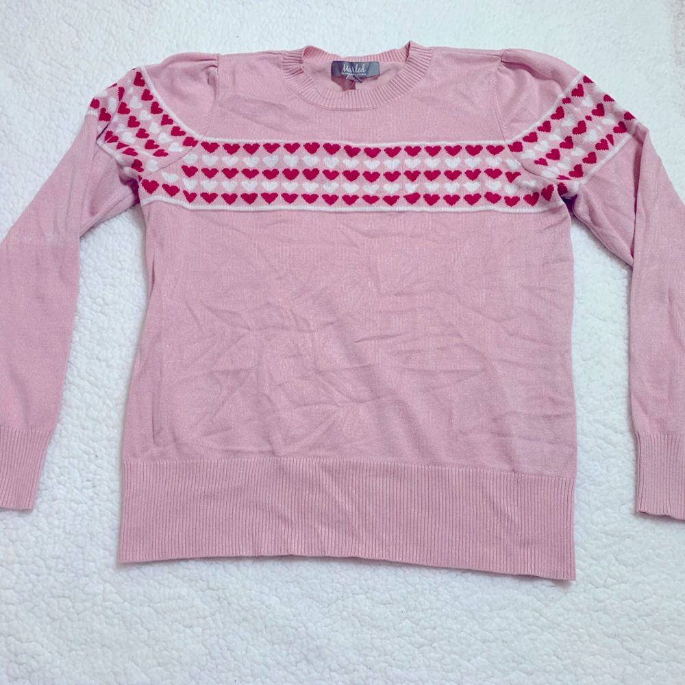 Pink heart sweater kid medium
